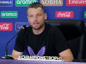 Jos Buttler speaks at a press conference