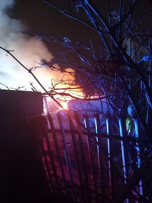 The fire in Timmis Road. Picture Ross Bingham