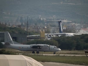 Russian aircraft taxi at Hmeimim Air Base