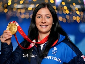 Eve Muirhead with her Olympic gold medal