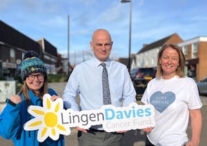 Emma Backhouse of Lingen Davies, Roger Cox of Shifnal Town Council and Jocelyne Fildes of Love Shifnal who is taking part in the event.