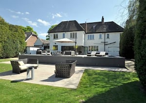 The outside of the impressive house, in Wrottesley Road