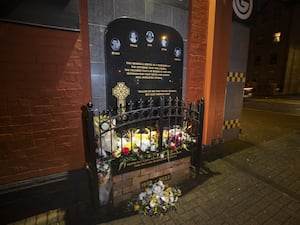 A memorial on Ormeau Road in Belfast to the people killed during the shooting at Sean Graham bookmakers’ in 1992