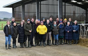 MPs with farmers and NFU advisers on the Arla visit