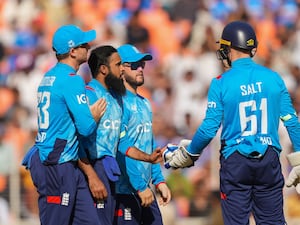 England celebrate a wicket