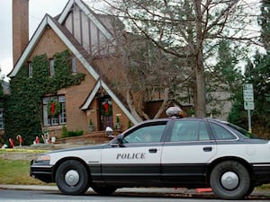 A police car outside the Ramsey house in January 1997