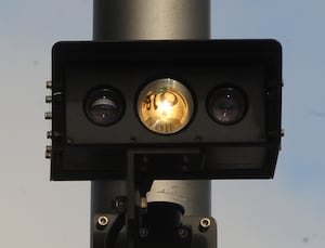 One of the prolific bus-lane cameras, at Victoria Square, Wolverhampton