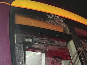 A train windscreen smashed