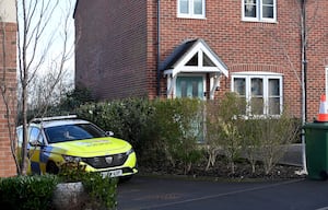 Police in Devereux Gardens, Great Haywood, on Thursday morning