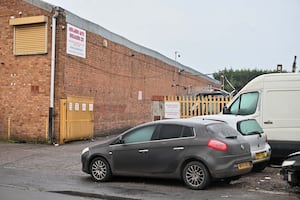 The scene of a fire yesterday, opposite the Robinson Brothers chemical plant. Phoenix Street, West Bromwich.