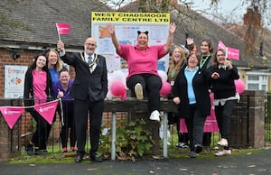 Members of the centre and Cannock Chase Council celebrate the lottery success