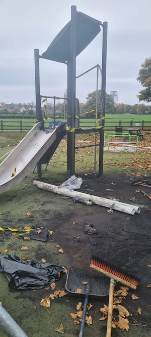 The aftermath of the incident at King George V Playing Fields in Bloxwich