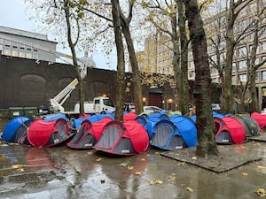 Tents erected beside the Department of Agriculture in Dublin