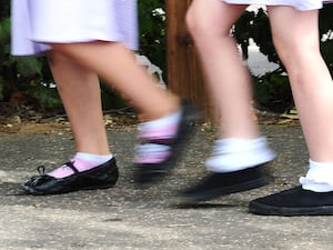 School girls walking