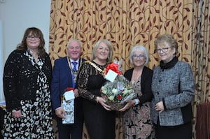 Councillor Linda Leach with some of the winners on the night