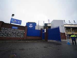 A general view outside Goodison Park after the Merseyside derby was postponed