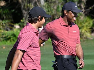 Tiger Woods and his son Charlie during the final round of the PNC Championship