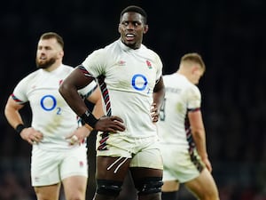 Maro Itoje looks on