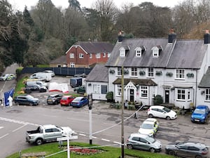 Police at the Three Horseshoes pub in Knockholt, near Sevenoaks