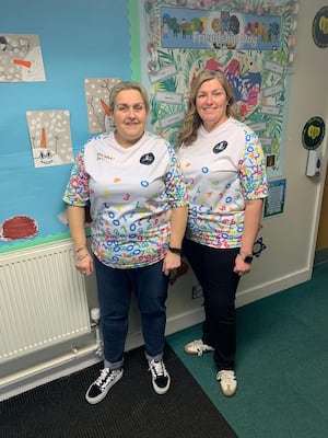 Miss Tracy and Miss Walker celebrate the NSPCC's Number Day