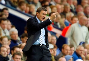 Tony Mowbray during his first match in charge of his first spell at West Brom. Albion beat rivals Wolves 3-0.