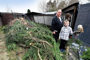 Karl Perry at his home in Oxley with son Cody, aged 10