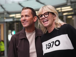 Broadcasters Zoe Ball and Scott Mills