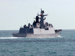 In this photo provided by the Australian Defence Force, the People’s Liberation Army-Navy Jiangkai-class frigate Hengyang travels in the Torres Strait off Australia’s coast