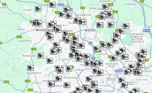 A map on the West Midlands Safety Cameras website shows where mobile speed enforcement camera vans may be deployed across the region. Photo: West Midlands Safety Cameras