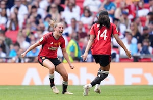 England hero Ella Toone, left, in action for Manchester United. Pic: PA