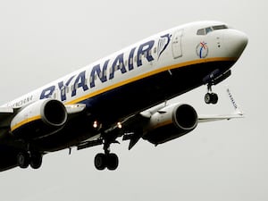 A Ryanair plane in the air