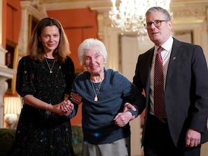 Sir Keir Starmer and his wife Victoria with Holocaust survivor 95-year-old Renee Salt in Downing Street