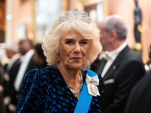 Queen Camilla during the Diplomatic Corps reception at Buckingham Palace