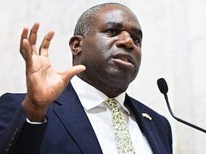 Foreign Secretary David Lammy at a press conference during a visit with US Secretary of State, Antony Blinken