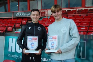 Walsall's Mat Sadler (left) and Nathan Lowe (right). (Image by Walsall FC/Owen Russell)