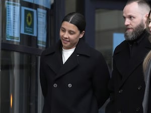 Chelsea striker Sam Kerr outside Kingston Crown Court, south west London, following a hearing where she is charged with alleged racially aggravated harassment of a police officer