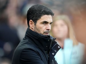 Arsenal manager Mikel Arteta looks on from the touchline