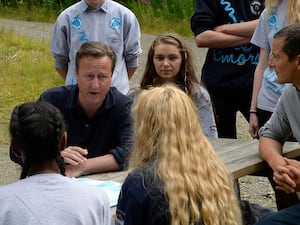 David Cameron and Bear Grylls talk to young people