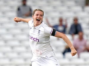 Lauren Bell celebrating a wicket