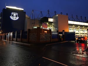 A general view outside of Goodison Park on Saturday morning