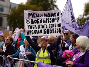 Waspi (Women Against State Pension Inequality) campaigners stage a protest in London