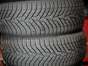 Close up detail of car tyres