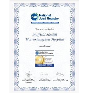 NJR Gold Award Certificate