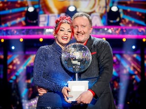 2024 Strictly Come Dancing winners Dianne Buswell and Chris McCausland. (BBC/Guy Levy)