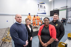 West Midlands Deputy Mayor Councillor Sharon Thompson (Second right) with Davie Carns (NIS Group), Louise Fall and Peter Merry (both City of Wolverhampton College). PIC: NIS Group