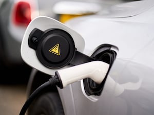 An electric car being charged