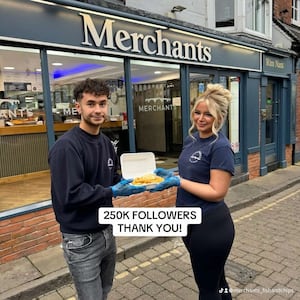 Mitch and Destiny celebrating 250,000 Tik Tok followers. Photo: Merchants Bewdley