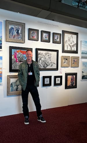 Jody Craddock with some of his exhibited work