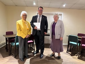 MP Mike Wood with Chairman Ann Rogers and Speaker Secretary Pauline Berrington