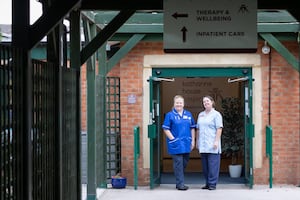 Clare Thomas (left) and Sue Hope (right) at Katharine House Hospice